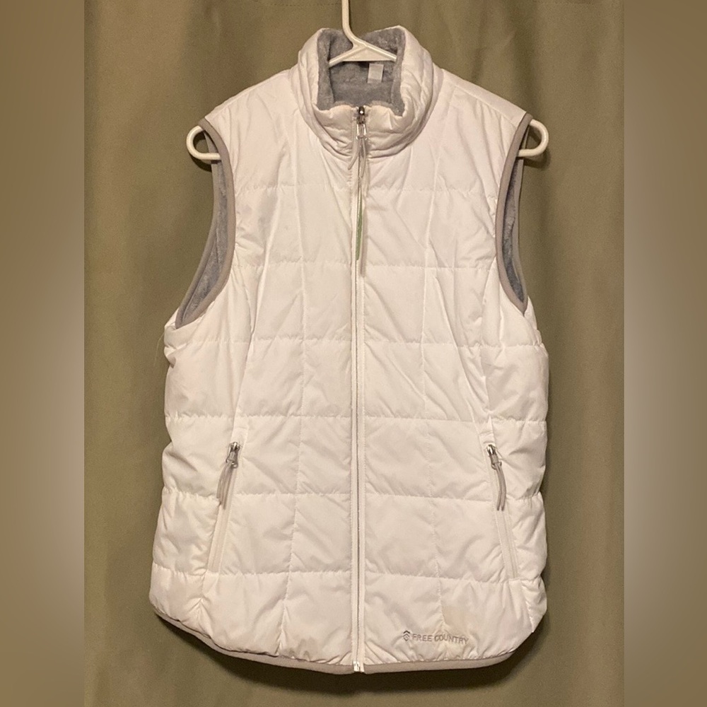 Free Country Free Cycle Reversible Vest White/Gray  Full Zip Ladies M NWT